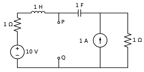 GATE 2008 Electric Circuits Q1 circuit diagram