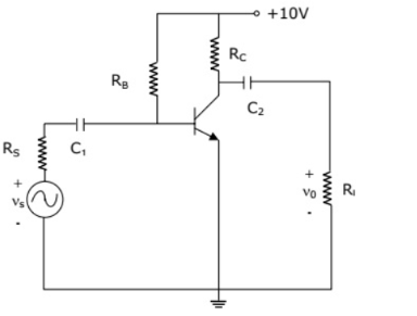 GATE 2010 Analog Electronics Q2 amplifier circuit diagram