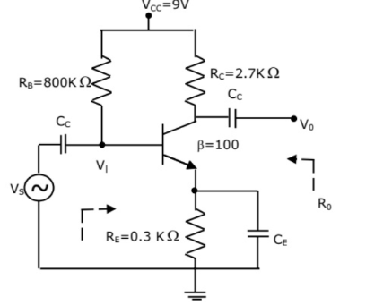 GATE 2010 Analog Electronics Q5 transistor circuit diagram