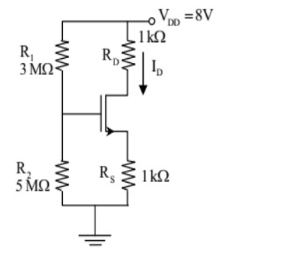 GATE 2017 Analog Electronics Q9 NMOS circuit diagram