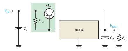 Increasing current capability with external pass
transistor