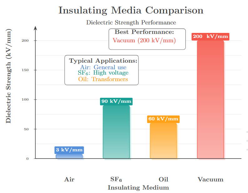Comparison of dielectric strength in insulating materials