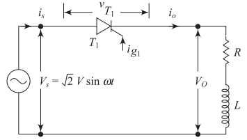Single-phase half controlled converter with RL load