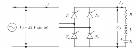 Single-phase full-wave controlled bridge rectifier with RLE load