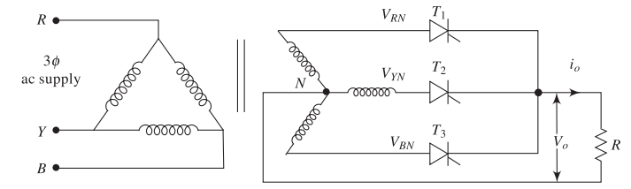 Three-phase half-wave controlled rectifier