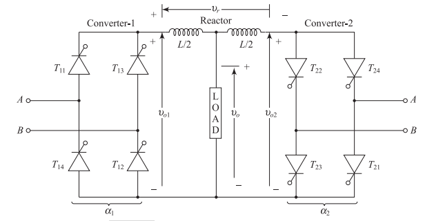 Circulating current mode dual converter with reactor