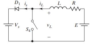 Class B single-quadrant step-up chopper circuit for Q2 regenerative braking operation