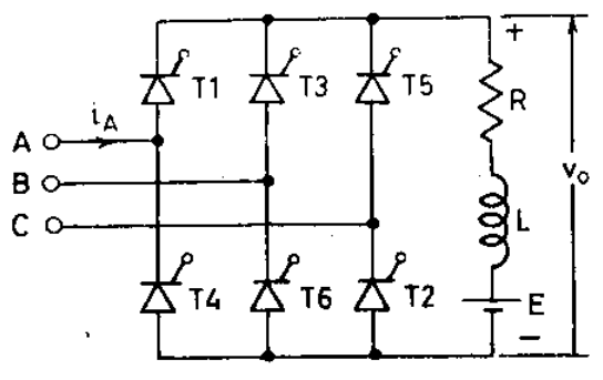 Three-phase semiconverter circuit