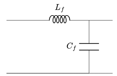 LC input filter circuit for DC chopper with inductor L_f and capacitor C_f